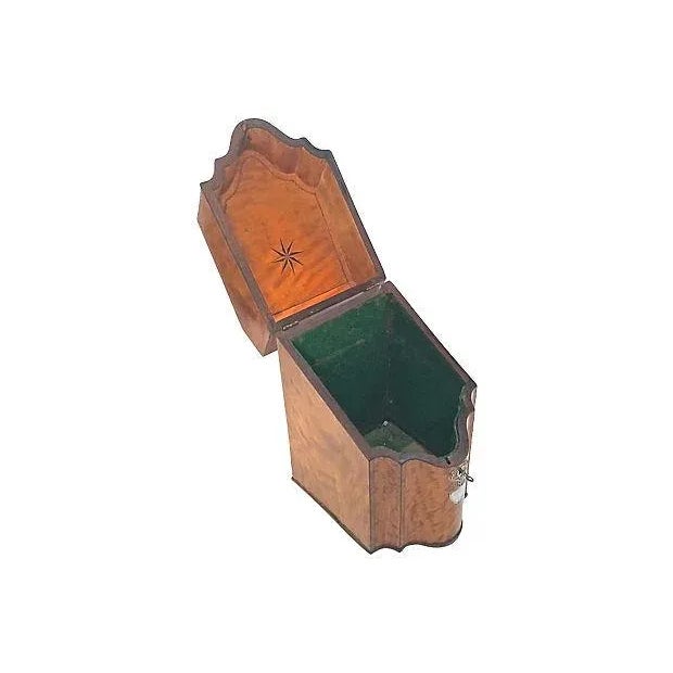Antique English Burl-Wood Knife Box For Sale - Image 5 of 9