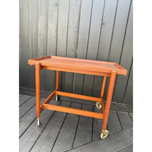 1950s 1950s Danish Modern Poul Hundevad Expandable Teak Bar Cart For Sale - Image 5 of 5