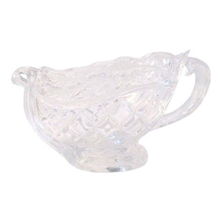 Vintage German Gorham "Holiday Traditions" Crystal Figural Sleigh Gravy Boat For Sale