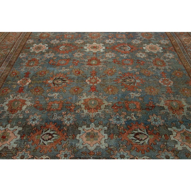 Blue Antique Persian Malayer Wool Rug Allover From the 1900s For Sale - Image 9 of 9