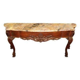 Early 20th Century French Style Burl Wood Marble Top Walnut Buffet Sideboard For Sale