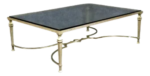 Vintage Paul M. Jones White Gold Leaf Wrought Iron & Glass Cocktail Table