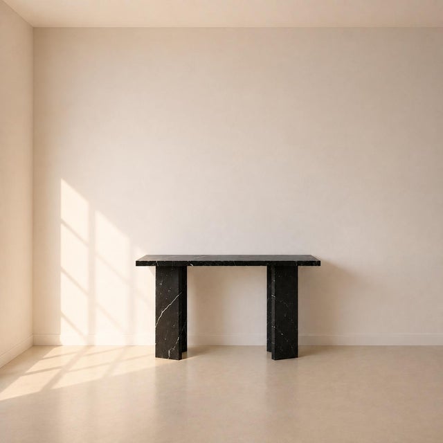 Console Table in Black Marquinia Marble, 1980s, in Flawless conditions. Designed 1980 to 1989