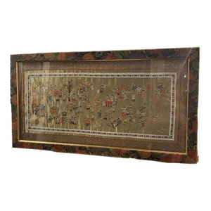 Mid 20th Century Chinese Embroidery, 100 Boys at Play, With Glass Covered FrameMid 20th Century