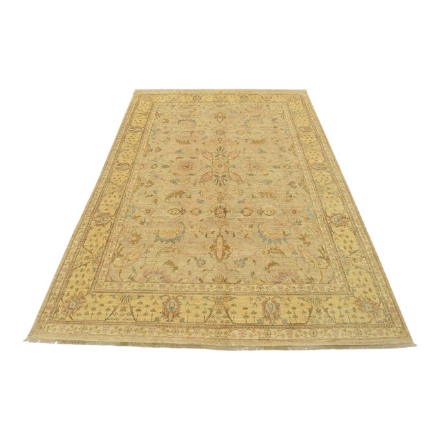 Ziegler Rug 9'1'' X 11'11'' Beige Wool Traditional Hand-Knotted Oriental Carpet For Sale