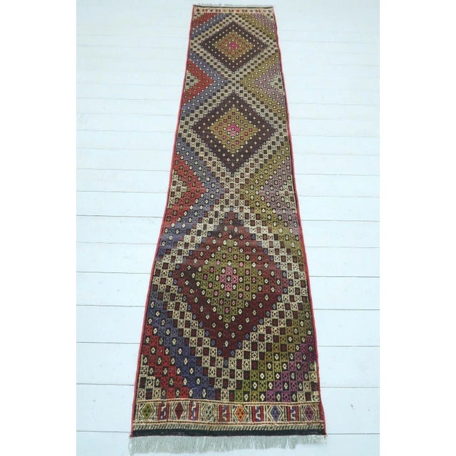 1960s Embroidered Kilim Runner Rug - 24"x107" For Sale - Image 11 of 11