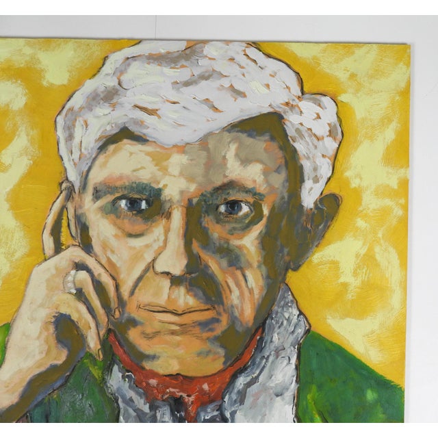 Contemporary Expressionist Portrait Painting of Gentleman in Green Jacket For Sale - Image 4 of 6