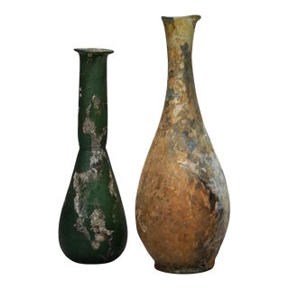 Antique Roman Glass Vases, 18th Century - A Pair For Sale