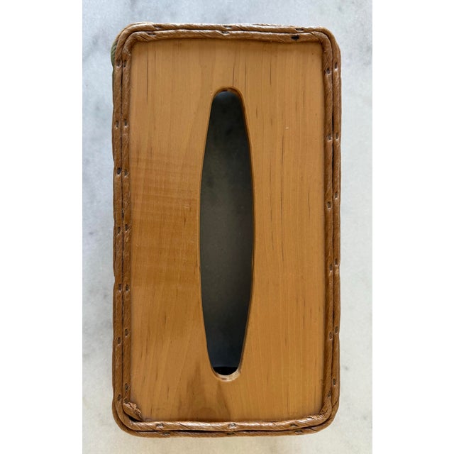 Wood Vintage Woven Splint Wood Tissue Box Cover For Sale - Image 7 of 11
