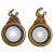 Period hand-carved, English Regency, gilded and painted convex mirrors topped with hippocampus. Sold separately.