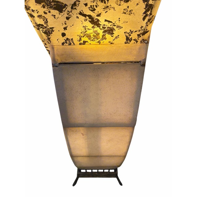 1970s 1970s Mid-Century Modern Sculptural Double Helix Amber Resin & Gold Leaf Fleck Floor Lamp For Sale - Image 5 of 6
