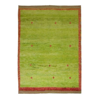 Lime Green Vintage Turkish Tulu Pile Rug - 5'3" x 7'8" For Sale