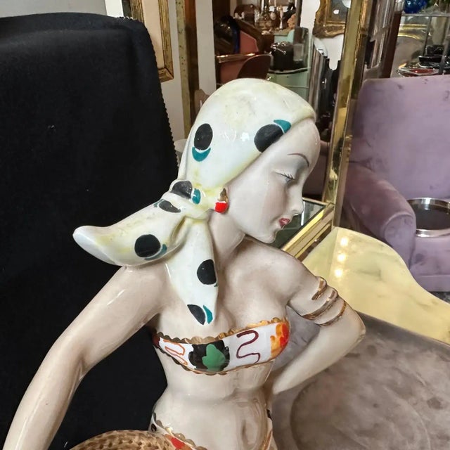 White 1950s Mid-Century Modern Ceramic Italian Figure of a Woman With Fishes For Sale - Image 8 of 11