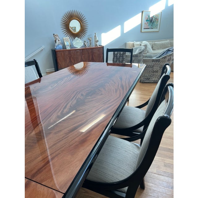 1980s Imported Giorgio Collection Mahogany Dining Table With 6 Chairs - Set of 9 For Sale In New York - Image 6 of 12