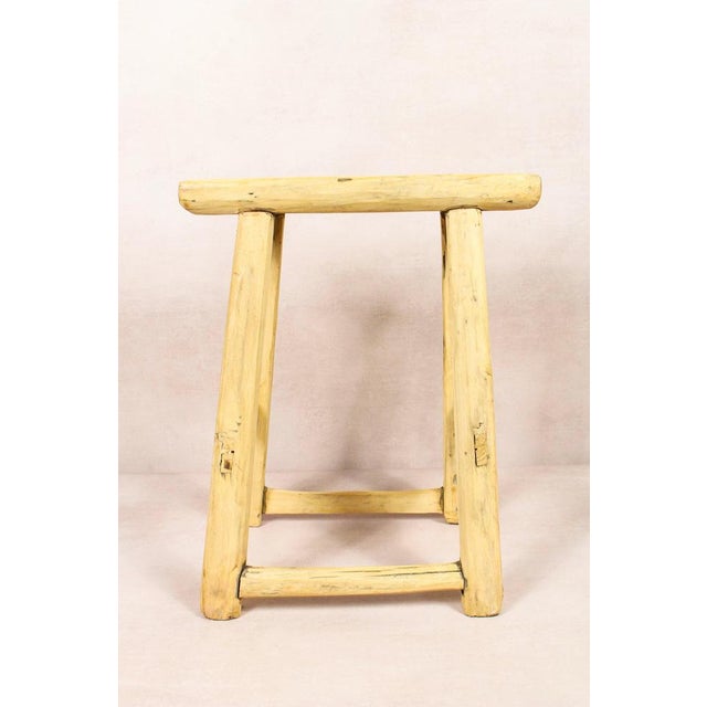 Vintage Rustic Stool in Elm For Sale - Image 5 of 5