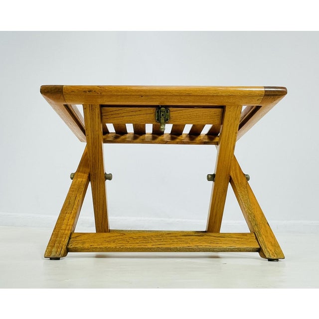Wood Vintage Folding Teak Slatted Stool by Summit Furniture, Outdoor or Indoor Seat For Sale - Image 7 of 16