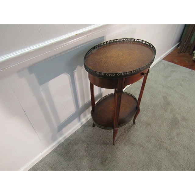 Item : Theodore Alexandermahogany and leather top accent table. Age: 2000's. Details: Leather top. Condition: Very clean...
