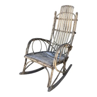 Handmade Vintage Folk Art Weathered Twig Rocking Chair For Sale