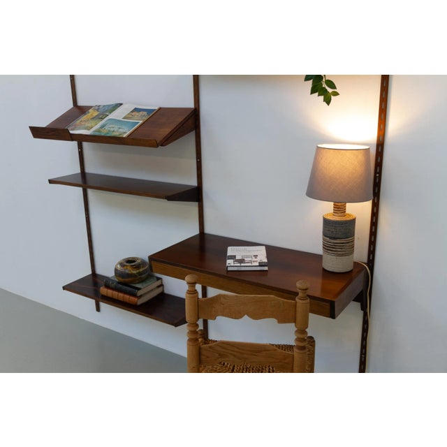 Brown Danish Rosewood 2-Bay Wall Unit with Desk in by Kai Kristiansen for FM Feldballes Møbelfabrik, 1960s For Sale - Image 8 of 18