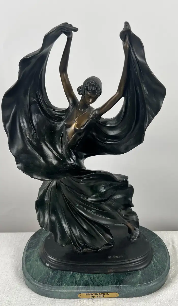 Louis Icart Art Deco Style Fascination Recast Bronze Dancing Woman