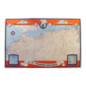1950 Map of North Africa, Cie Gle Compagnie Generale Transatlantique