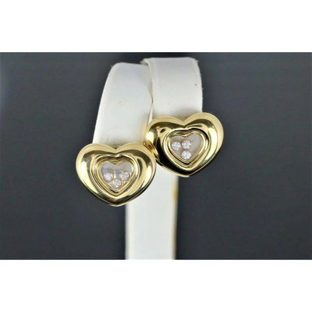 Modern Chopard Happy Floating Diamonds Heart Clip on 18 Karat Yellow Gold Earrings For Sale - Image 3 of 8