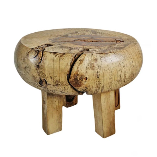 Tan Tamarind Round Wood Side Table For Sale - Image 8 of 8