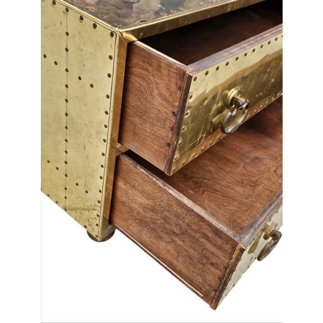 1960s Mid Century Campaign Style Brass Clad Coffee Table Sarreid Style For Sale - Image 15 of 18