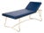 Mid-Century Modern Streamline Adjustable Chaise Lounge in Blue Vinyl and Chrome For Sale