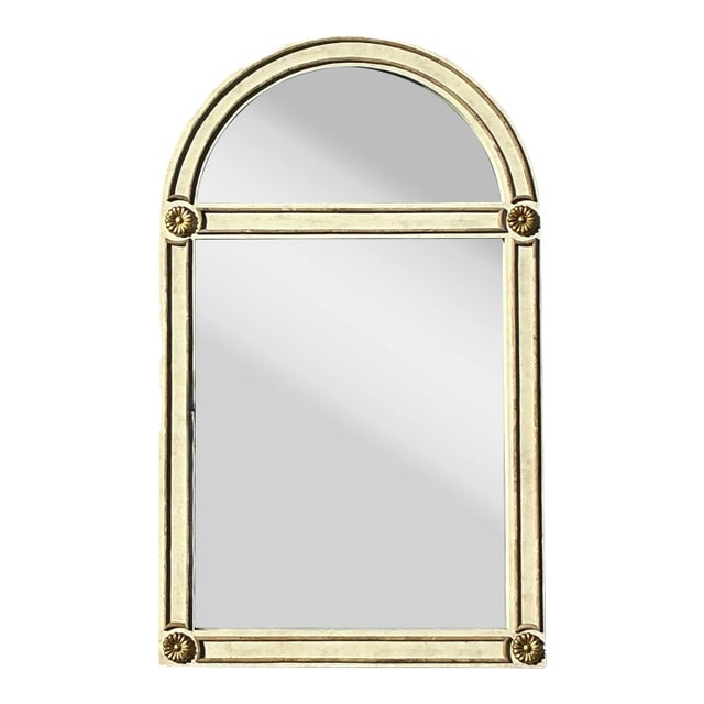 Vintage Boho Tessellated Stone Arched Mirror For Sale