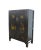 The two panels door of this black Chinese Chinoiserie cabinet is adorn with hand painted the opera actors performing on...