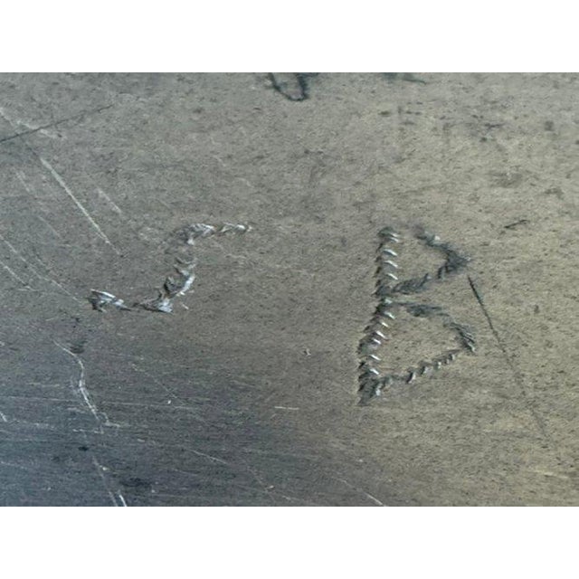 Metal Antique 18th C. European Pewter Charger With Zig-Zag Wiggle Work Initials - Pewter For Sale - Image 7 of 11