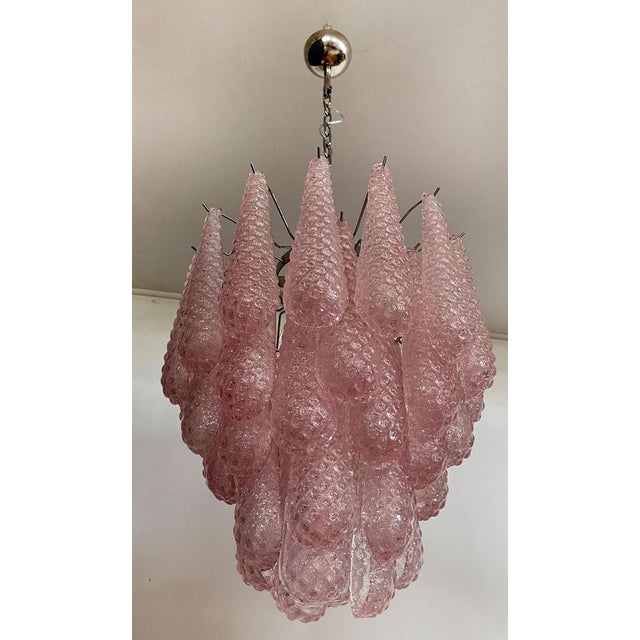 Glass Pink Petal Chandeliers, Murano, 1990s, Set of 2 For Sale - Image 9 of 15