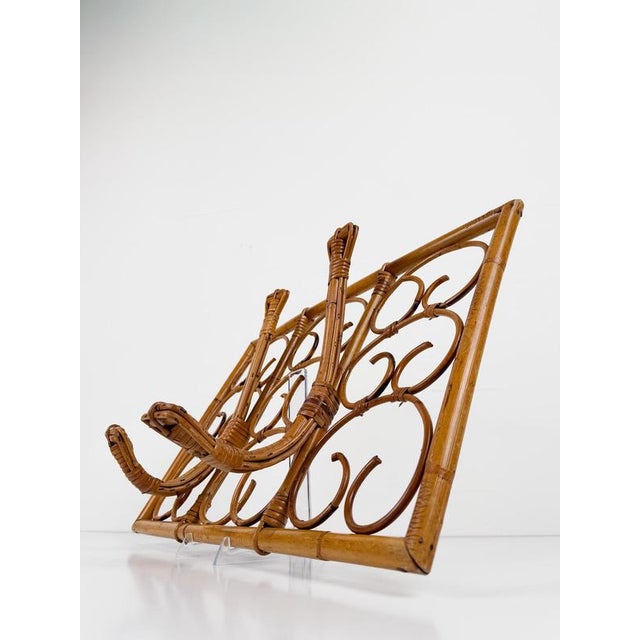 Mid-Century Italian Modern Cane, Rattan and Bamboo Wall-Mounted Coat Rack, 1960s For Sale - Image 10 of 18
