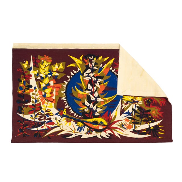 Mid Century French Designer Tapestry Signed Colette Bardin 3’7" x 6’0”.