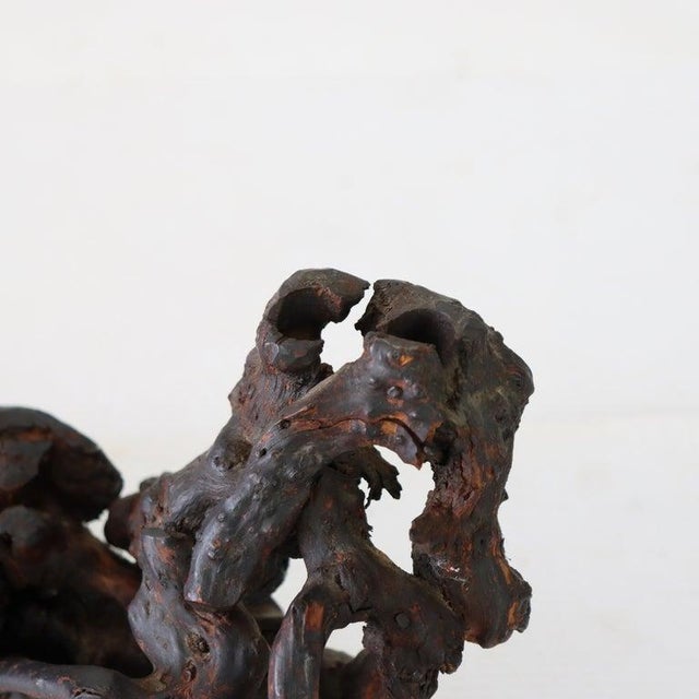 Chinese Carved Wood Folklore Figure With Wood Base 19thC - Set of 2 For Sale - Image 6 of 8