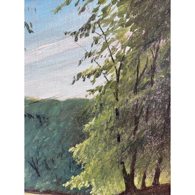 Rustic European Vintage Woodland Lake Oil Painting, Forest Landscape Art - Signed For Sale - Image 3 of 14