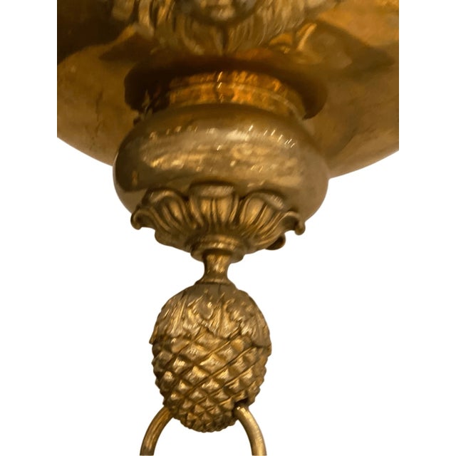 Mid 19th Century Antique French Solid Brass Sanctuary Light /Pendant Chandelier Angel Cherab For Sale - Image 5 of 8