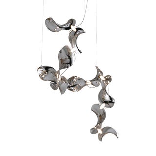 Dune 10 Spiral Chandelier with Silver Hand Polished Shades by Daniel Becker for Moss Objects For Sale