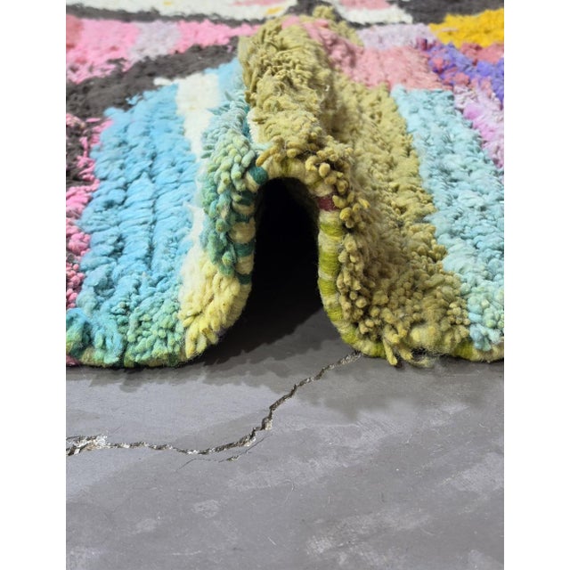 Modern Boujad Rug | Handwoven Wool Rug in Pink, Mustard & Blue Painterly Patchwork This vibrant modern Boujad rug reads...