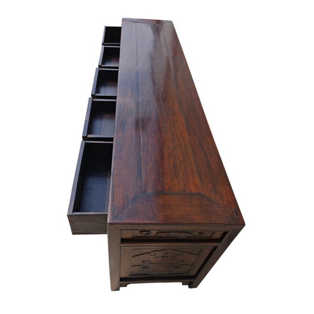 19th Century Chinese Elm 90" Long Writing Desk For Sale - Image 10 of 10