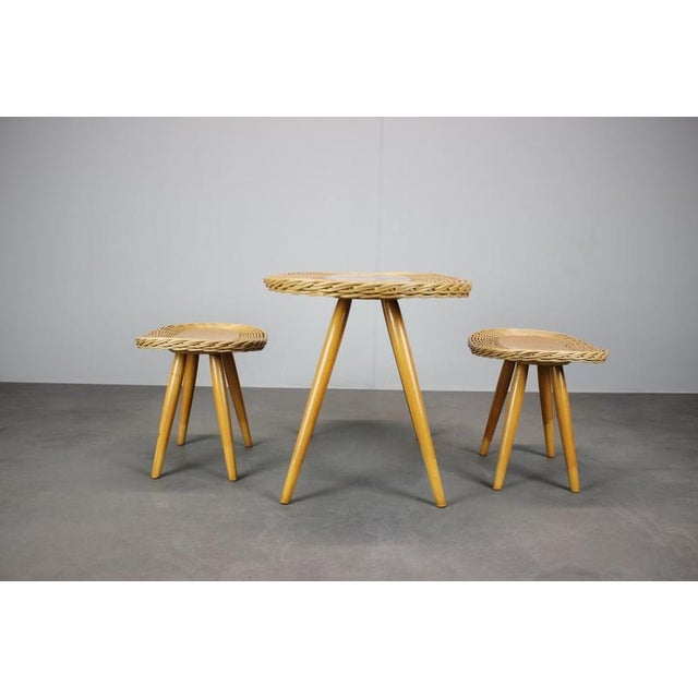 Mid-Century Rattan Seating Set attributed to Uluv, Czechoslovakia, 1960s, Set of 3 For Sale - Image 3 of 12