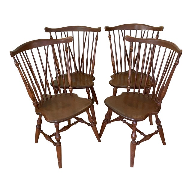 1960s Ethan Allen by Baumritter Set of 4 Dining Side Chairs Made in