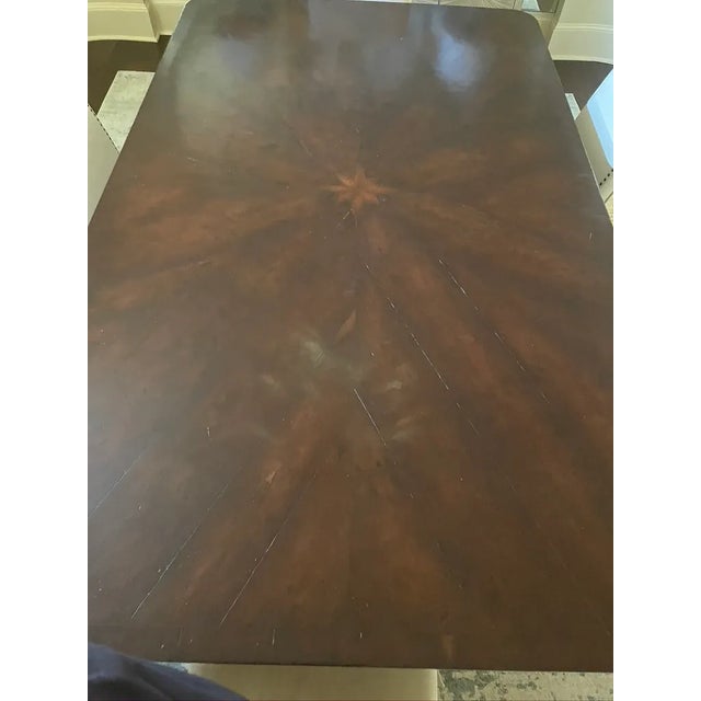 European Antique Wood Dining Table With Inlaid Star For Sale - Image 11 of 12