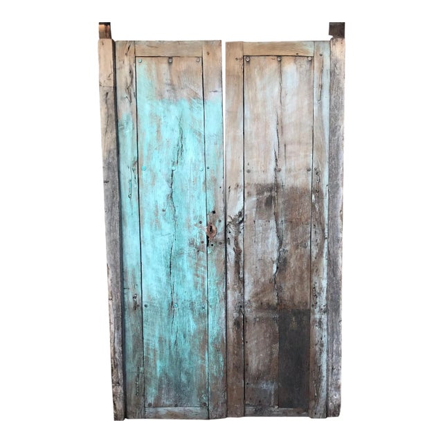 1920s Jalisco Hacienda Old Rustic Door Solid Mesquite Wood Mexico For Sale