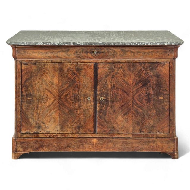 Louis Philippe Sideboard in Mahogany with Sainte Anne Marble For Sale - Image 10 of 10