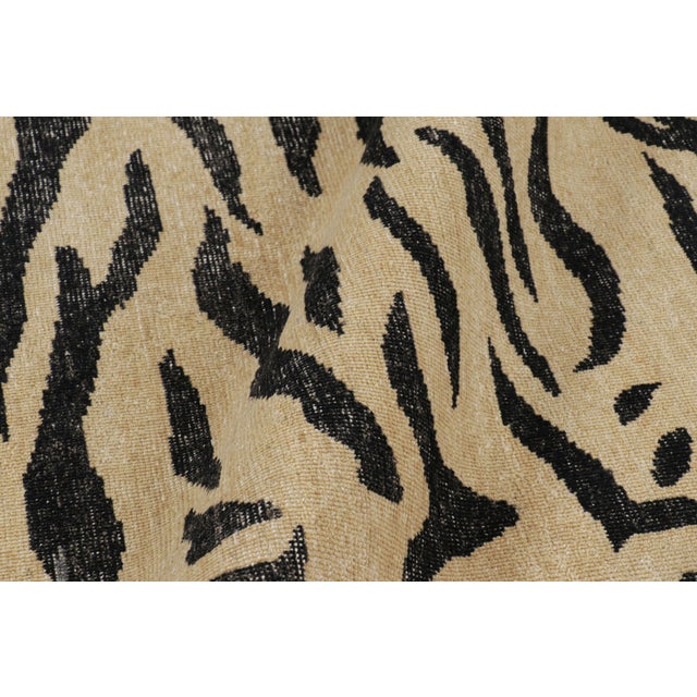 Textile Rug & Kilim’s Distressed Tiger Skin Rug in Gold, Black and Gray Tones For Sale - Image 7 of 8