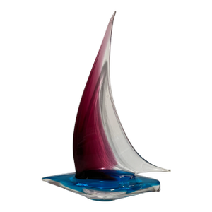 1980s Italian Blown Glass Sailboat Sculpture