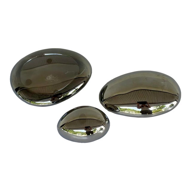 Revelations Modern Mirror Cabochons Sculptures Set of 3 For Sale