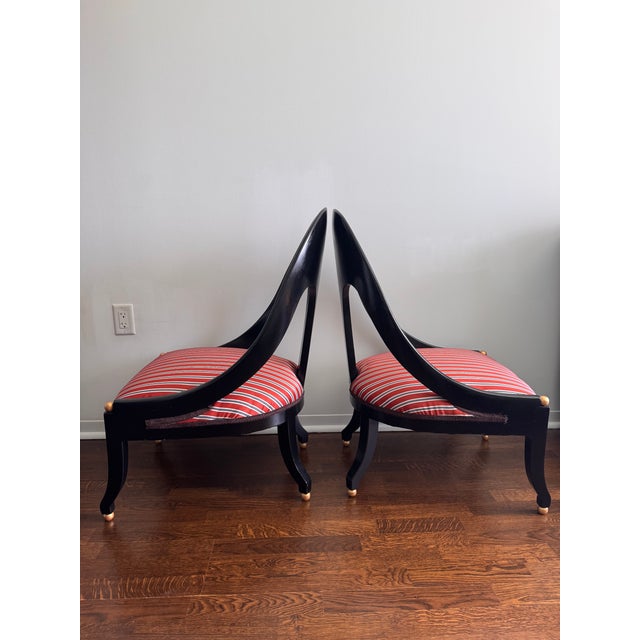 Black 1960s Pair of Regency Spoon Back Chairs For Sale - Image 8 of 11
